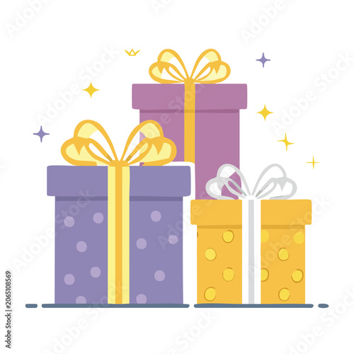 Stacked Gift Boxes with Bows and Ribbons
