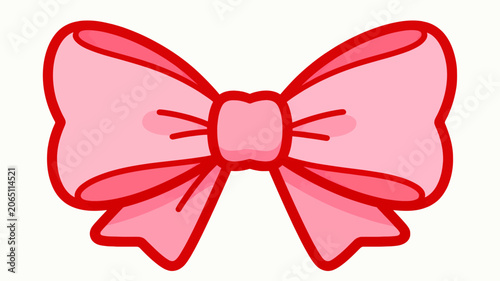Cute Pink Bow Illustration Featuring A Simple Minimalist Decorative Ribbon Design For Holiday Gifts And Festive Craft Projects