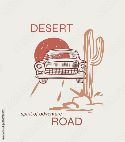 Retro car desert trip