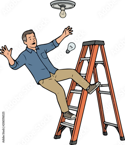 Photos Man Falling Off Ladder While Changing Lightbulb