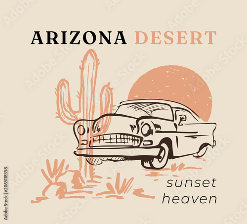 Retro car in Arizona desert