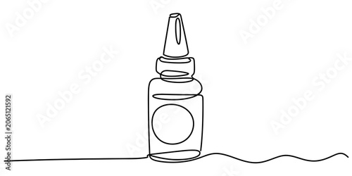 Canvastavla Continuous one line drawing of a small medicine bottle with a dropper cap Vector