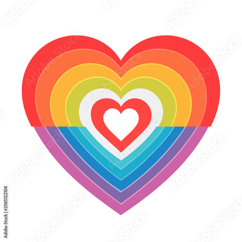 Rainbow Heart with Concentric Circles Illustration