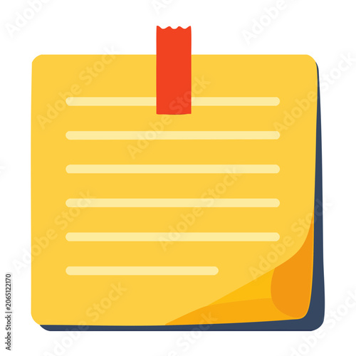 Yellow sticky note with red clip icon