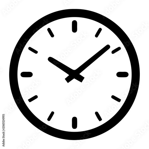 Simple analog wall clock solid black icon