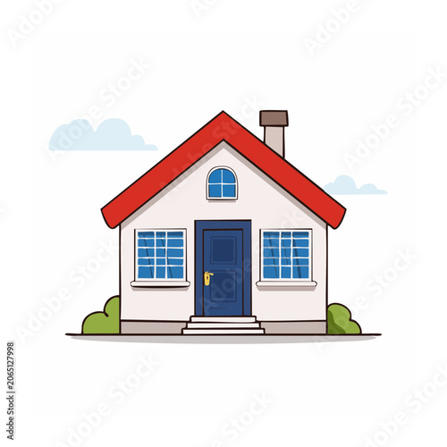 Flat design vector illustration of a red house