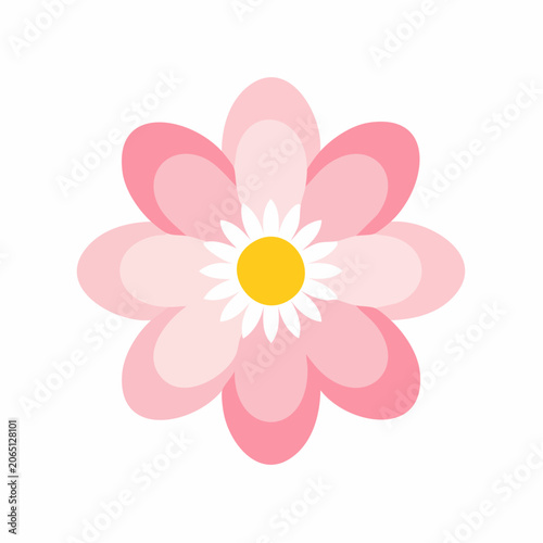 Stylized Pink Flower with Yellow Center