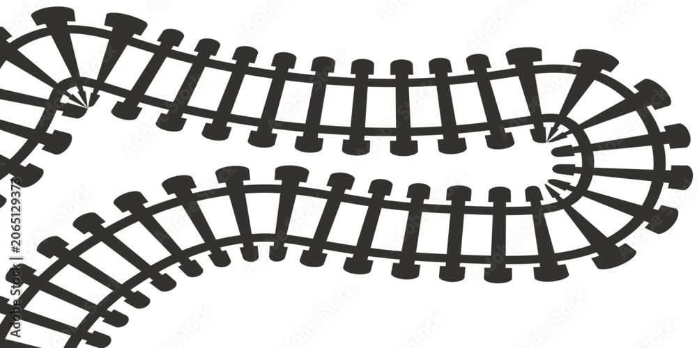 Fototapeta premium Railway train track vector route, Rail pattern round circular curve railroad path icon Vector Illustration. eps10
