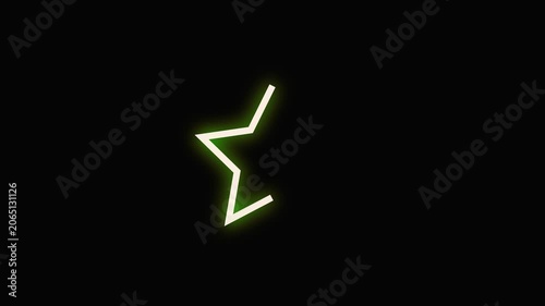 Neon Green Star Line Drawing Animation on Black Background