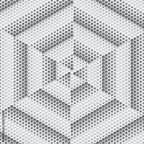 mosaic pattern made from hexagonal honeycomb shape, black and white vector illustration