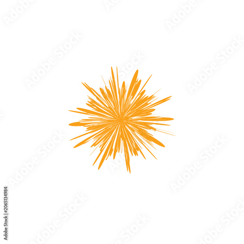 Abstract illustration of an orange explosion or burst on a white background