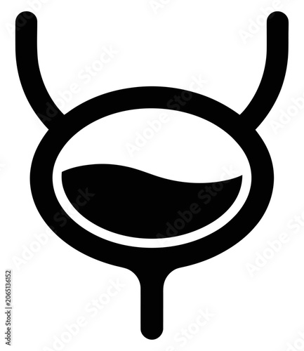 Medical urinary bladder organ vector icon for urology health and clinical diagnostic tests