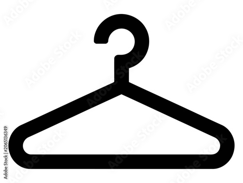 Minimalist black clothes hanger icon vector design for fashion retail and laundry services