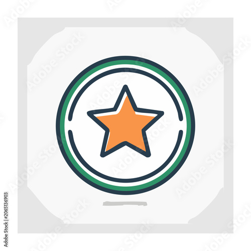 Orange star in green circular badge icon