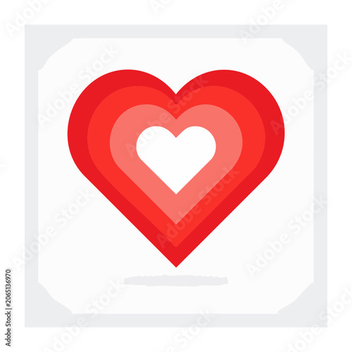 Red layered heart icon on white background