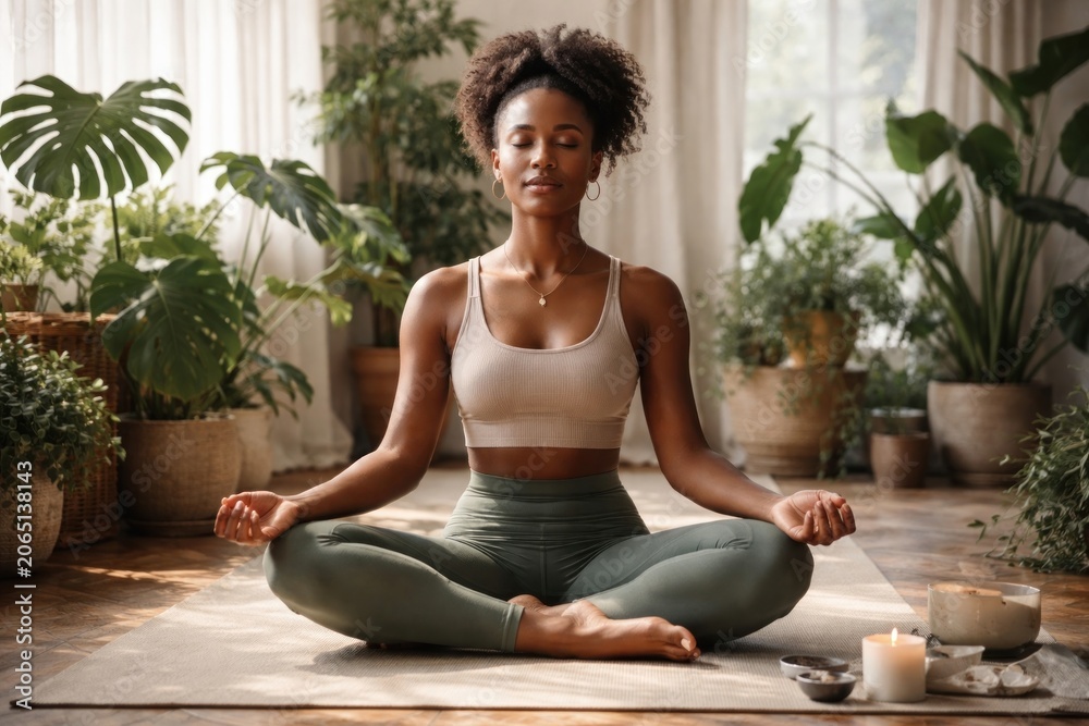 Naklejka premium Serene yoga meditation in nature.