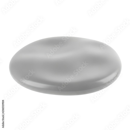 Smooth Gray Oval Stone Isolated on White Background.