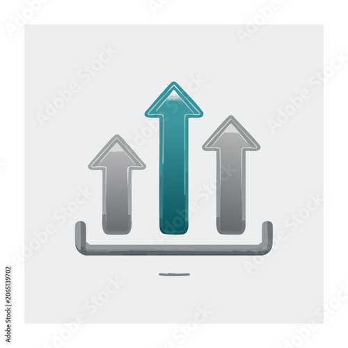 Three upward arrows with one highlighted in teal