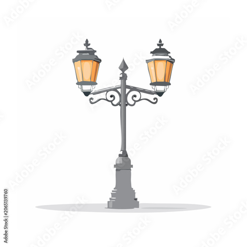 Vintage double street lamp illustration