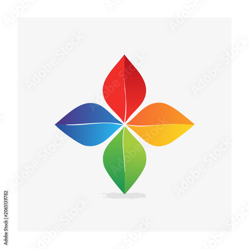 Abstract colorful flower with petals in a cross shape