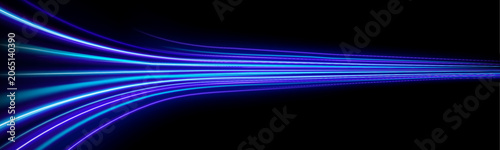 Foto Colorful speed trails rush across a glowing vector roadway with radiant light effects