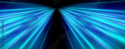 Bild auf Leinwand Bright rainbow speed lines rush through an abstract vector highway with radiant light flow