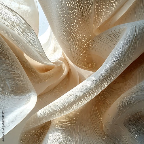 Soft beige fabric with textured pattern.