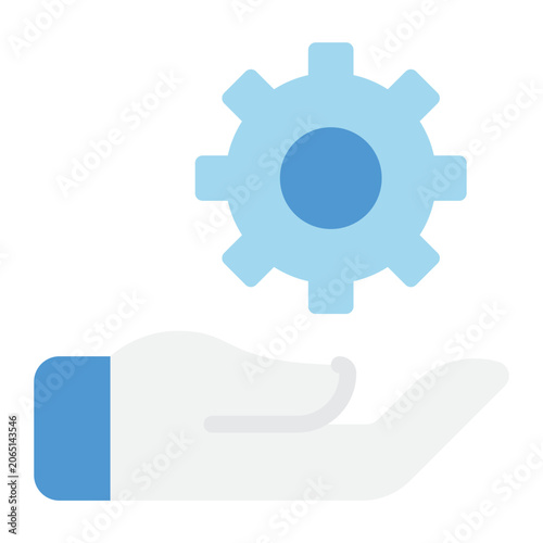 A hand holding a gear, symbolizing technical support, maintenance, and service assistance.