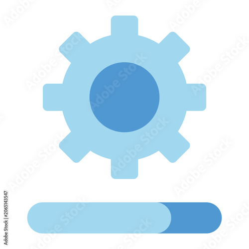 A gear with a progress bar indicating the process of loading or configuring settings or system adjustments.