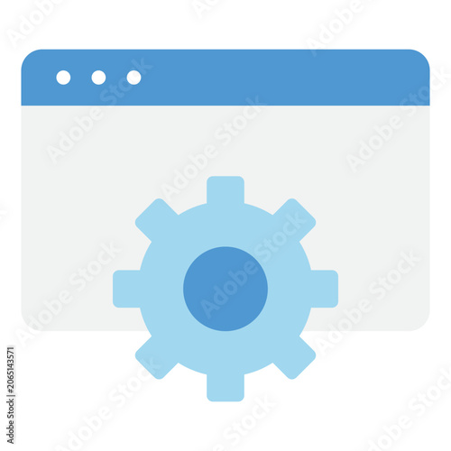A web browser window with a gear symbol representing configuration or settings options for web applications or browsers.