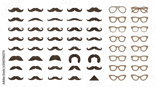 Φωτογραφία Collection of various mustaches and glasses