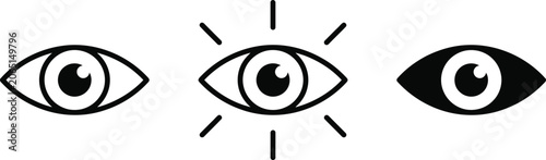 фотографія Set of minimalist human eye icons representing vision and perception with visibi