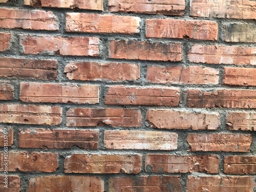 Photography Red brick wall texture background, rough weathered brickwork