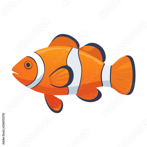 Cartoon clownfish illustration with transparent background
