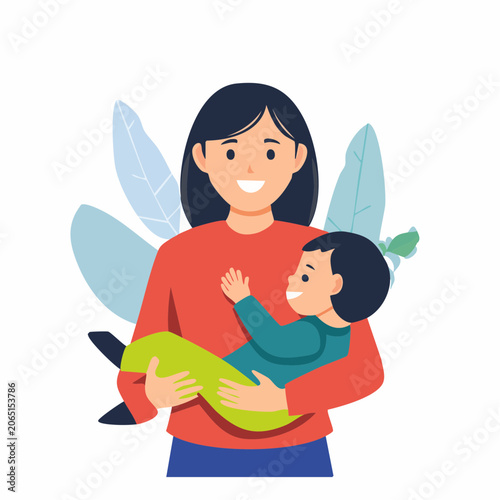 Mother Holding Child in Arms