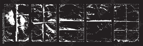 Fotografie Set of distressed paper textures with fold lines and creases grunge overlay effe