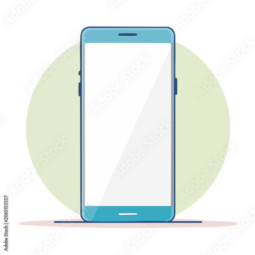Flat design smartphone illustration on light green background