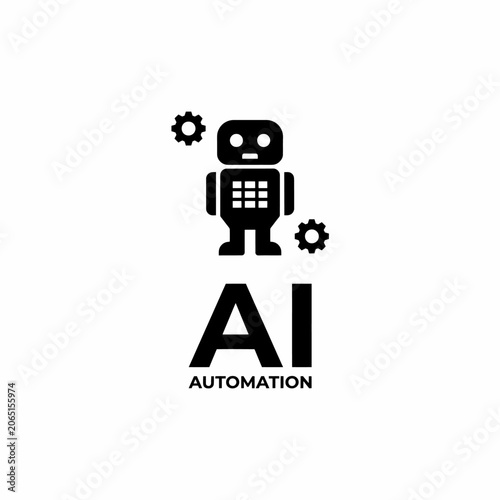 Cuadro en lienzo Black robotic figure with grid torso and gear details a flat vector illustration