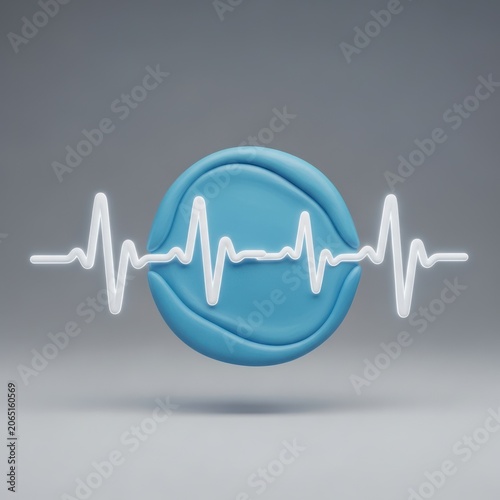 Abstract illustration of a blue circle with a white pulse line symbolizing life