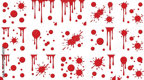 Quadro su tela Collection of various red blood splatters and drips