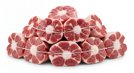 Raw oxtail, white background isolated