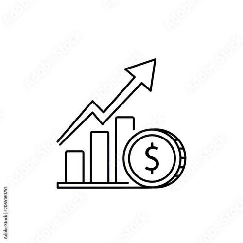 Financial growth concept rising chart coin arrow and dollar sign