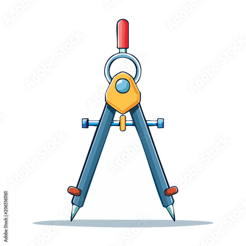 Flat Design Compass Drawing Tool Illustration