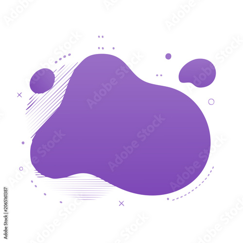 Purple abstract blob with dots and lines on white