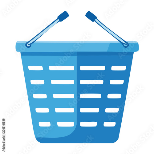 Blue shopping basket icon with handles