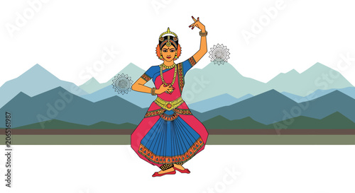 Indian classical dancer in traditional costume.