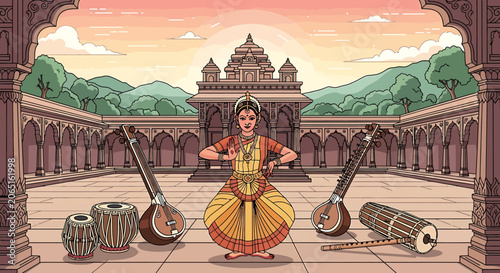 Indian Classical Dancer in Traditional Costume.