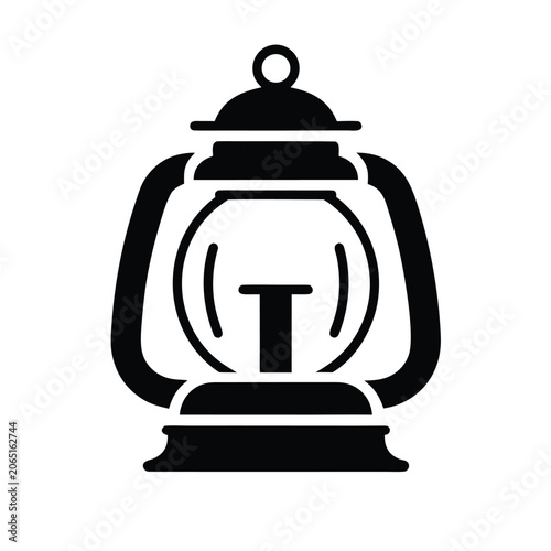 Retro Oil Lamp Black and White Silhouette