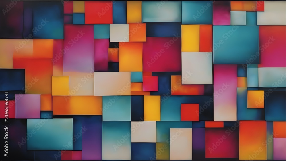Fototapeta premium Abstract geometric background with overlapping colorful rectangles and gradient light effects multi colored abstract background geometric rectangles colorful gradient