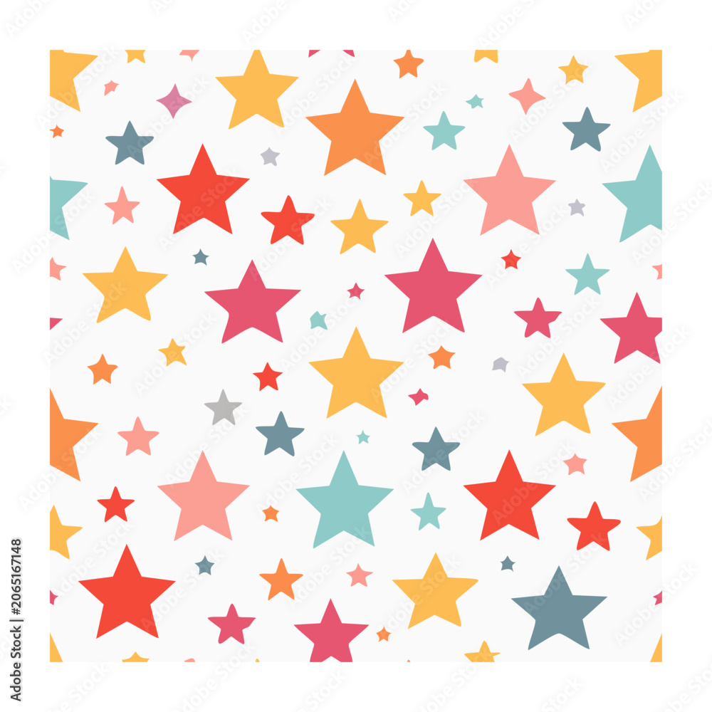 Fototapeta premium Colorful Star Pattern on White Background